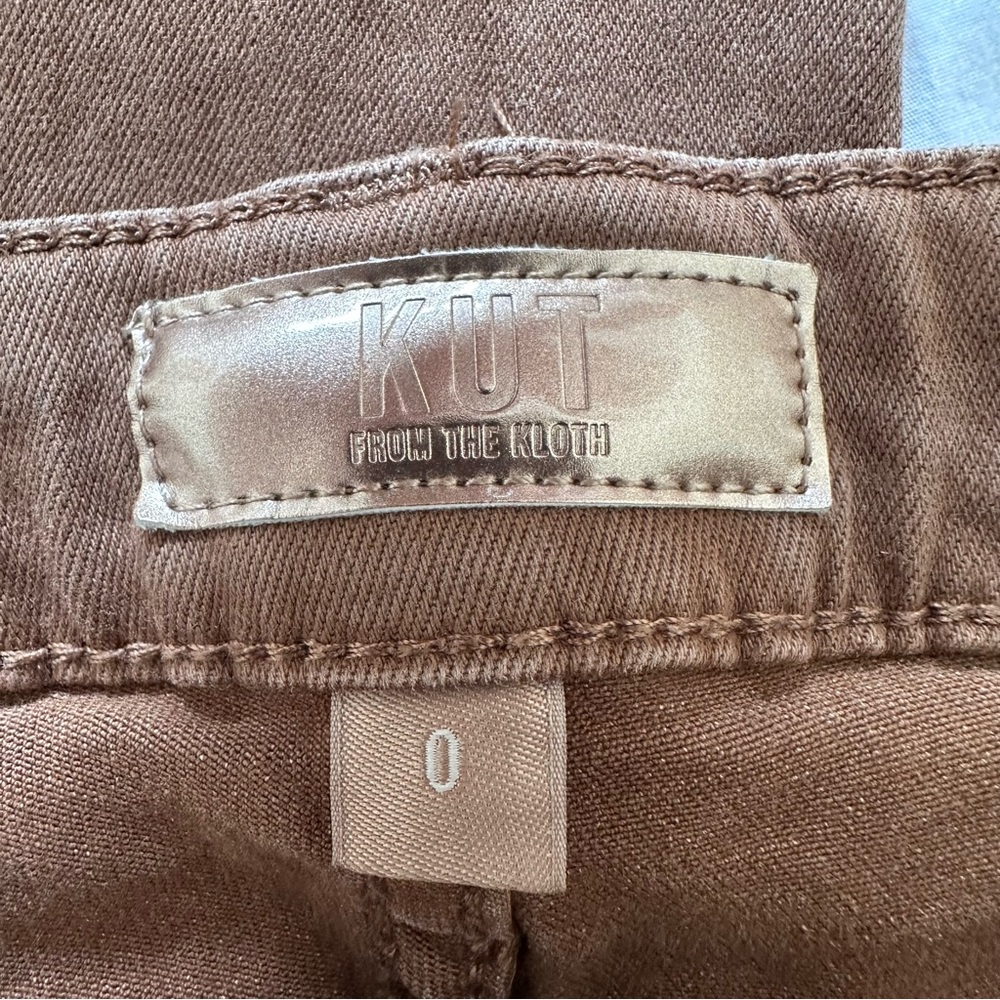 Kut from the Kloth (0) High Rise Mom Jeans in Camel Colored Denim- Zip, Standard - Picture 7 of 10